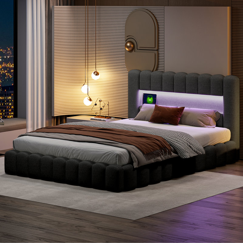 Ottoman Storage Bed, European Double (140 x 200 cm), Grey