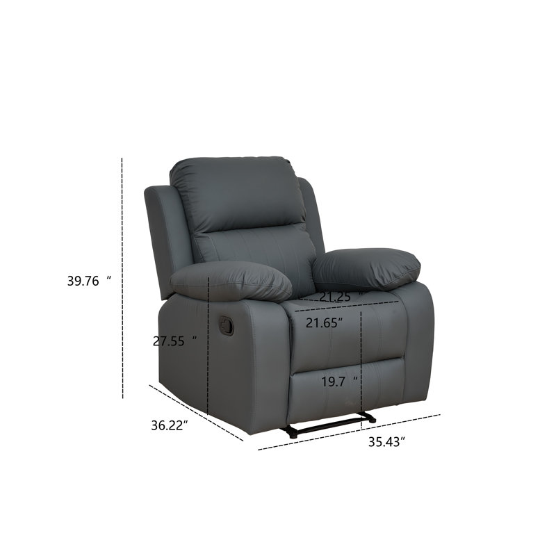Manual Reclining Faux Leather Armchair Dark Grey, Dark Gray