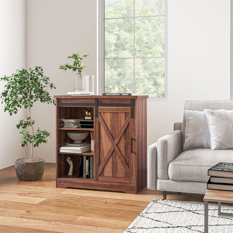Charming Rustic Buffet Cabinet with Versatile Storage Options, Brown