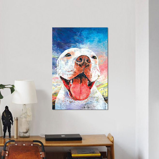 « pitbull », reproduction d’art sur toile, H 26 po x l 18 po x P 1,5 po, Toile avec cadre noir, Pas de tapis