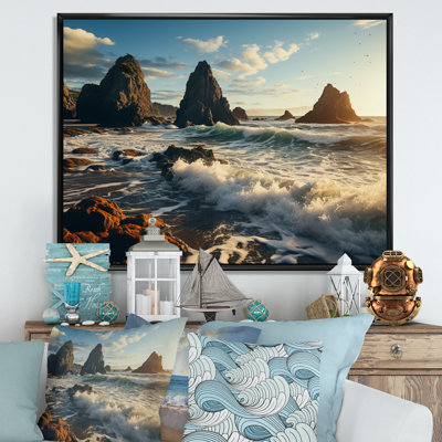 «Soumaya Rocky Beach Sea Stacks On», reproduction sur toile