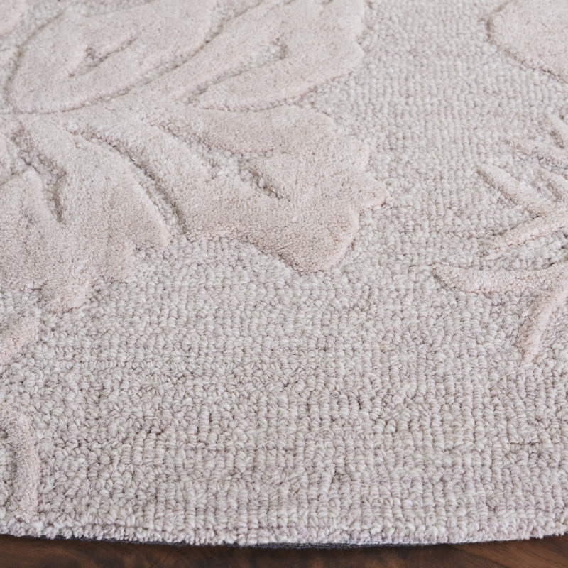Ivory / Charcoal Hand-Tufted Wool, Cotton, and Viscose Area Rug, Round 6'
