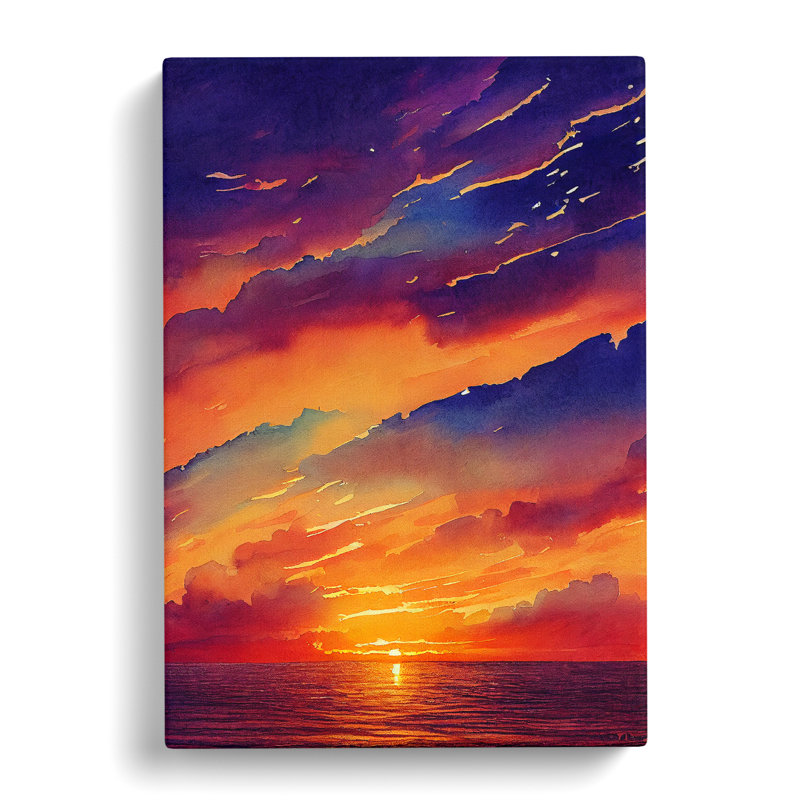 A Vivid Ocean Sunset - Wrapped Canvas, 60cm H x 40cm W x 3cm D