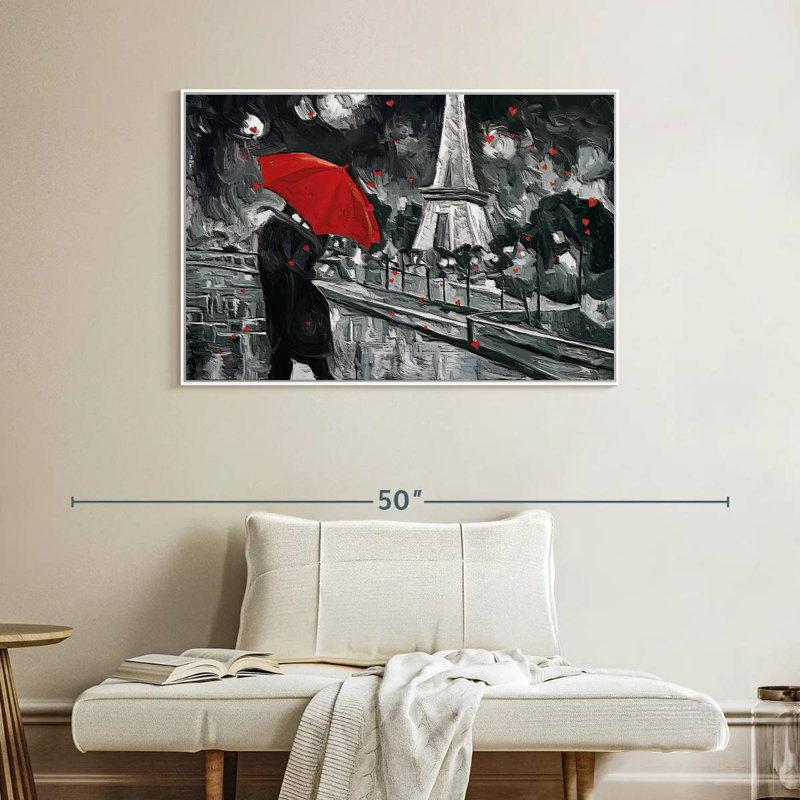 Paris Night Couple Pop, Cadre flottant blanc, 40 po x 27 po