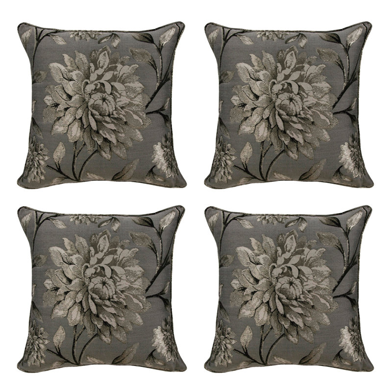 Doggett Floral Square Cushion, Pewter