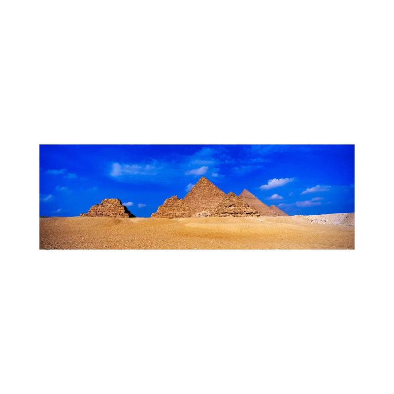 Great Pyramids & Pyramids Of Queens, Giza Pyramid Complex, Giza, Egypt by Panoramic Images - Wrapped Canvas Panoramic Print