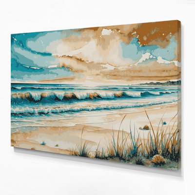 Coastal Beach Calendar Elite Beige Canvas Wall Art