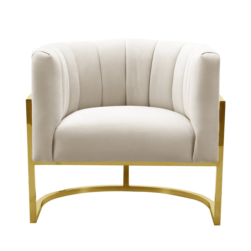 Velvet Barrel Chair, Cream