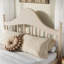 Grand lit plateforme en bois à profil bas avec tête de lit grand, support à lattes de bois, aucun sommier requis, beige-1878677966-1878677962