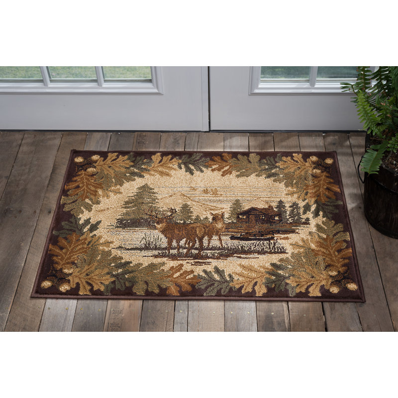 Tapis brun et beige de style Sud-Ouest, Rectangle 2 pi x 3 pi