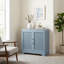 Armoire de rangement 2 portes, gris azur, style nervuré, design rétro moderne