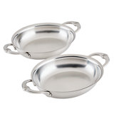 Set Of 2, Stainless Steel 13oz Oval Au Gratin, Small (6.5" X 5.5" Each)
