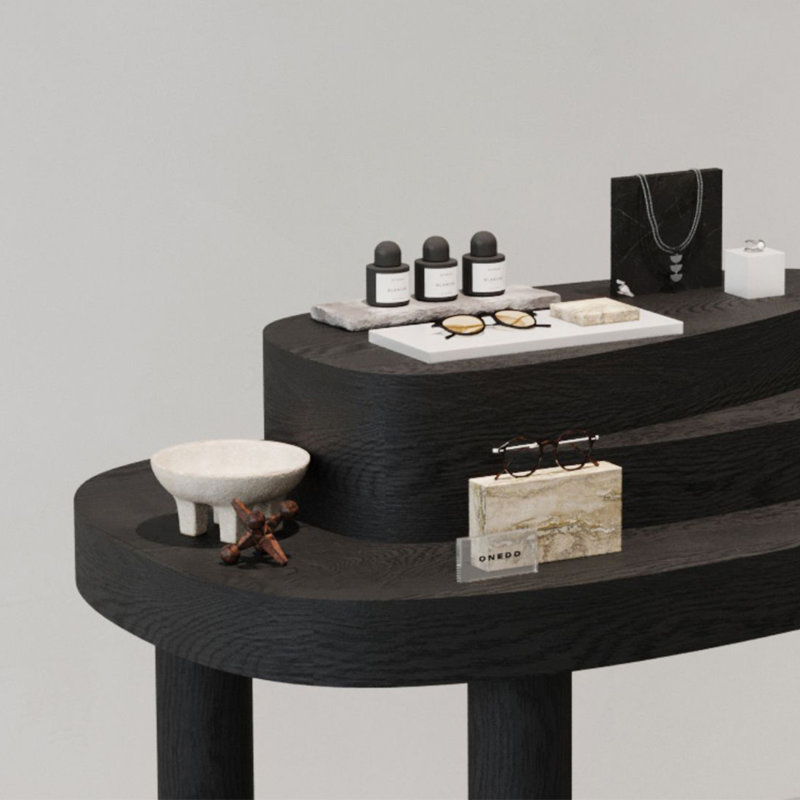 Irregular Shaped Retail Display Table, Dark Grey, 41.34" H x 55.12" W x 33.46" D