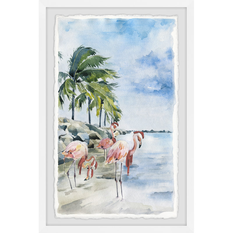 «Pink Flamingo Flock», reproduction encadrée, H 45 po x l 30 po x P 1,5 po