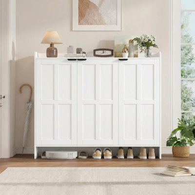 30-Pair Shoe Cabinet With 6-Tier, Adjustable Shelves & Boot Compartment