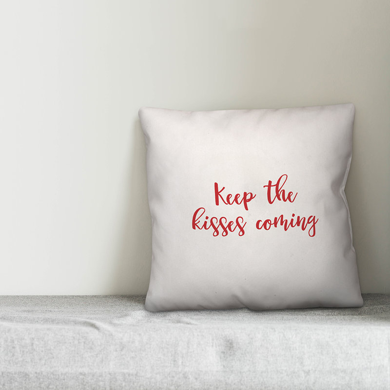  Coussin Keep The Kisses Coming, Blanc / rouge, Housse de coussin