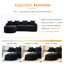 Canapé modulaire en L en chenille noire, mousse 30d de hauteur, canapé-lit pour la chambre à coucher, profondeur d'assise plus profonde, surélevé, 4 coussins inclus en chenille de 3 po, appartement, salon, dossier,