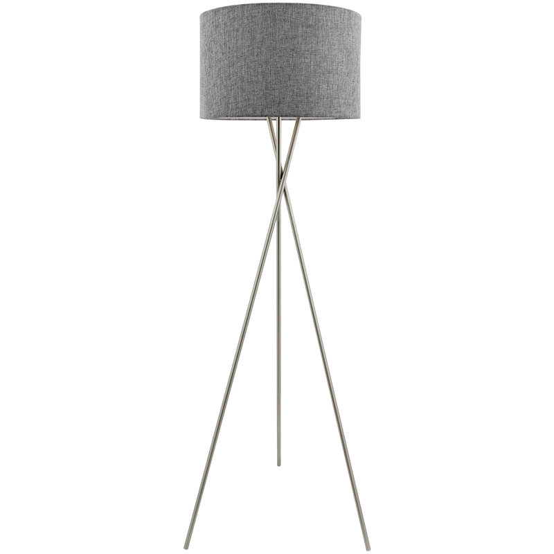 Lampe trépied 60 po Maelah, Nickel brossé, gris