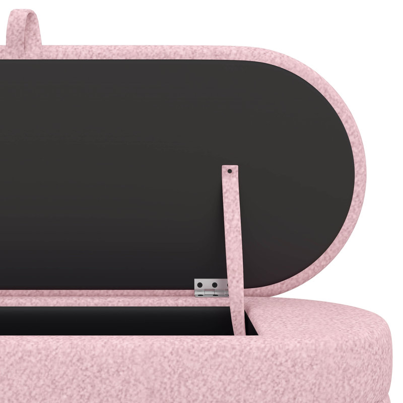 Lit plateforme tapissier en forme de fleur avec repose-pieds Sherpa Witcomb, Simple, Rose