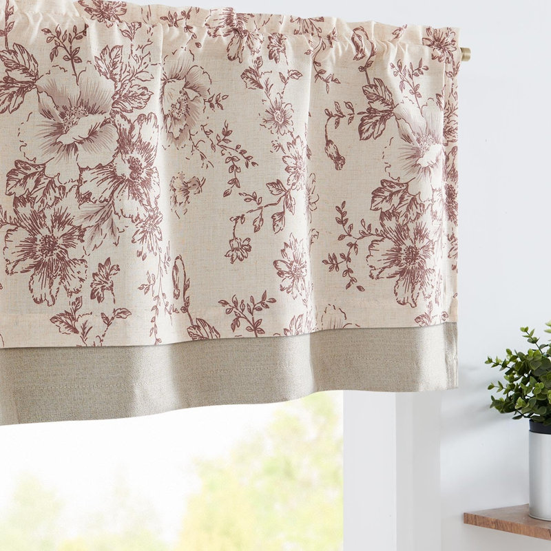 Cantonnière Daun, Rouge / Beige, L 50 po x L 18 po