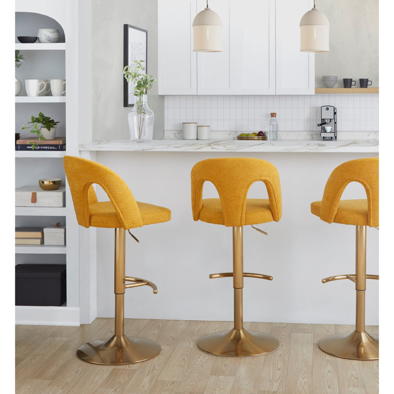 Tabouret de bar réglable, Doré, Jaune