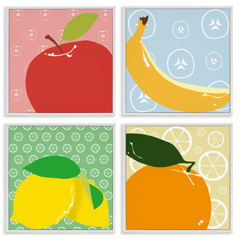  «Bright Kitchen Fruit», ensemble de 4 giclées par Daniela Santiago, H 17 po x l 17 po