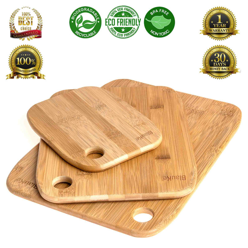  Bamboo Chopping Board Set of 3 - Wooden Chopping Board Set in 3 Sizes (Small, Medium, Large) - Cutting Boards for Kitchen