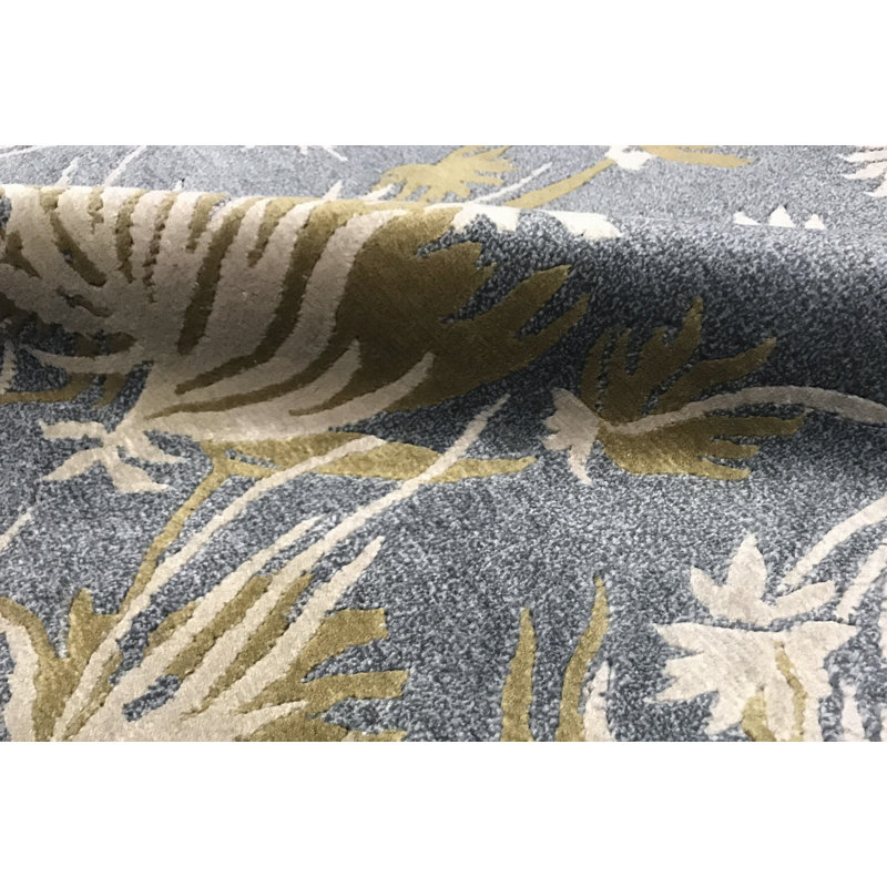 Tapis gris et crème noué à la main de haute qualité