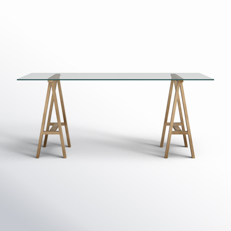 Dita Glass Top Metal Base Dining Table, 71W x 36D x 30H, Brass