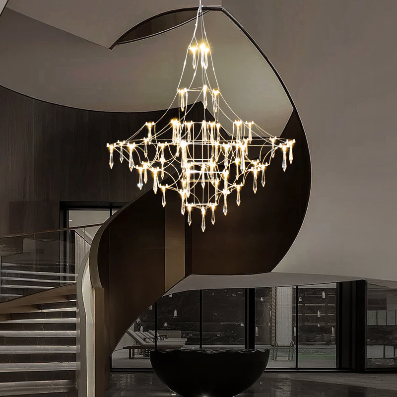Lustre en cristal 66 lumières DEL, Argent