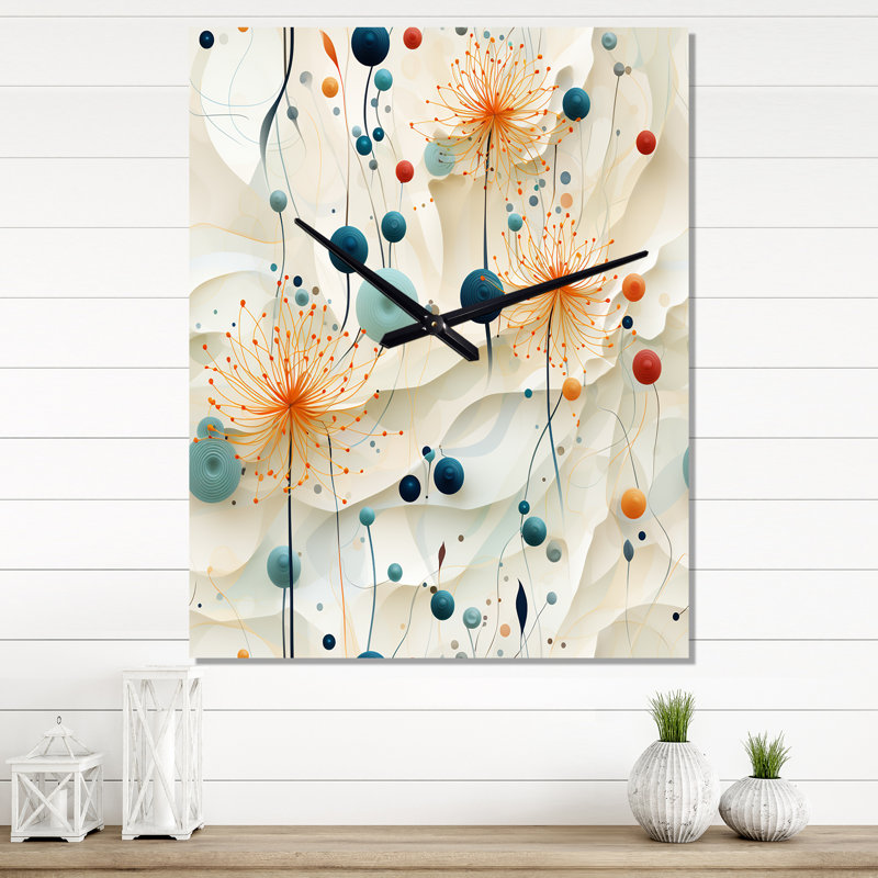 Jancsi - Horloge murale moderne florale, Moyen