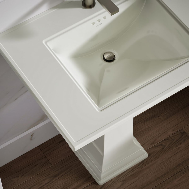 Memoirs® Stately 24" Pedestal Bathroom Sink with 4" Centerset Faucet Holes, Dune, Single, 34.75" H x 22.19" W x 30.69" L