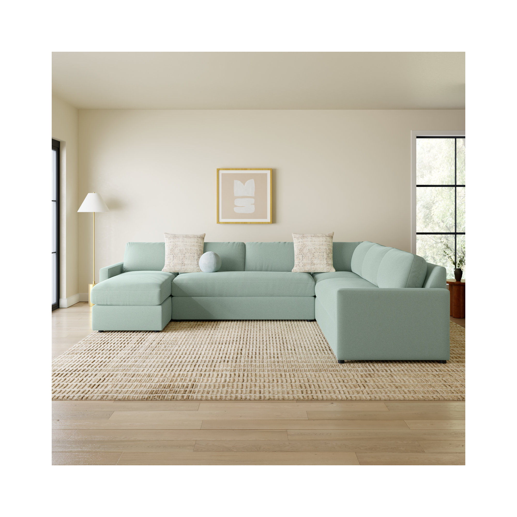 Damari Upholstered U-Sectional, Andrew Driftwood Performance Chenille, Left Hand Facing