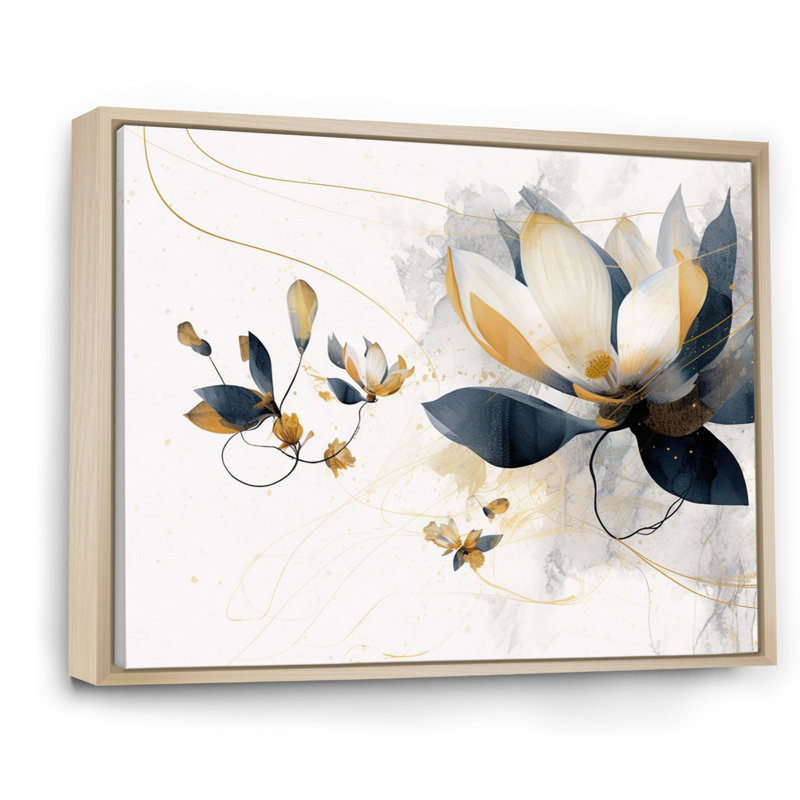 «Yellow Yellow Magnolias Nature Elegance I», reproduction sur toile, H 24 po x l 32 po x P 1 po, Cadre naturel flottant