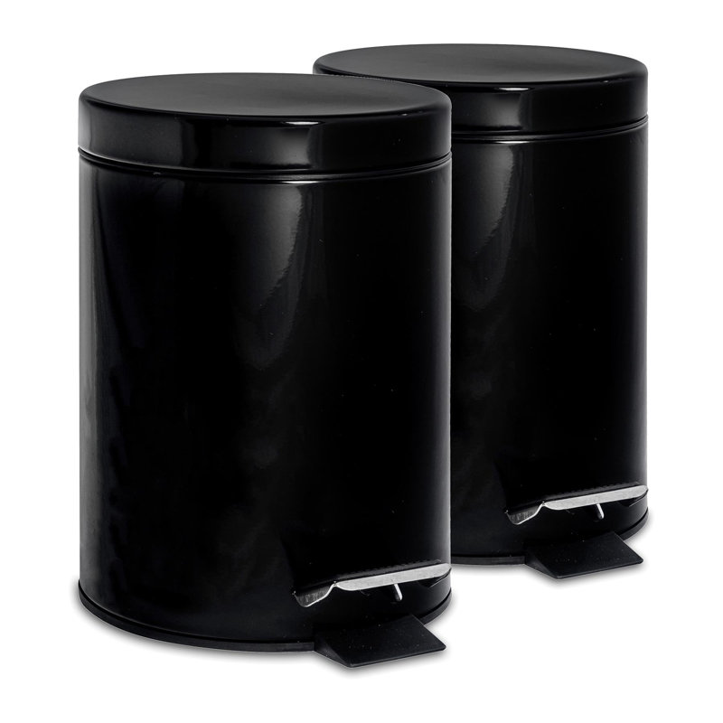 Harbour Housewares - Round Bathroom Pedal Bins, Black