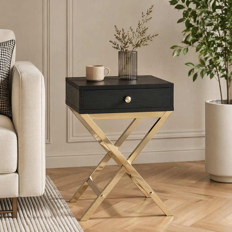 Table d'appoint Coleen, Black / Gold