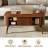 39.37" Wide Modern Oval Coffee Table with Tapered Legs & Slatted Storage Compartment