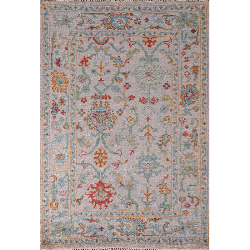 Tapis oriental transitionnel à motif floral Oushak 4 x 6