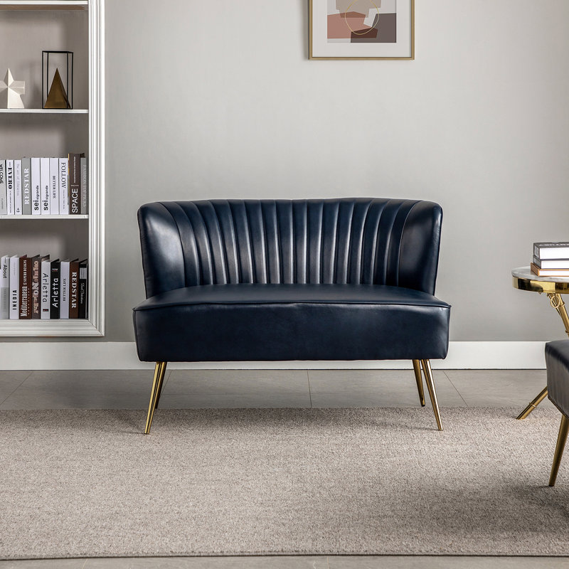Causeuse Euclid, Similicuir bleu marine