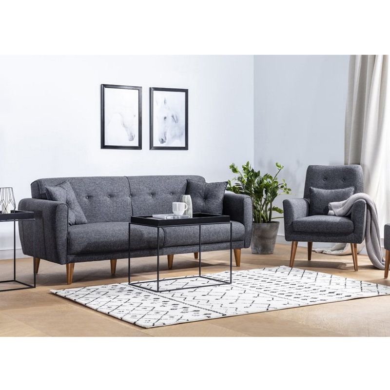Sova 2 - Piece Living Room Set, Anthracite 100% Linen