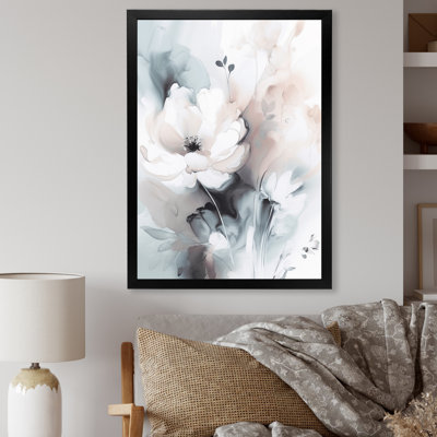 Douces fleurs gris clair II - art mural floral