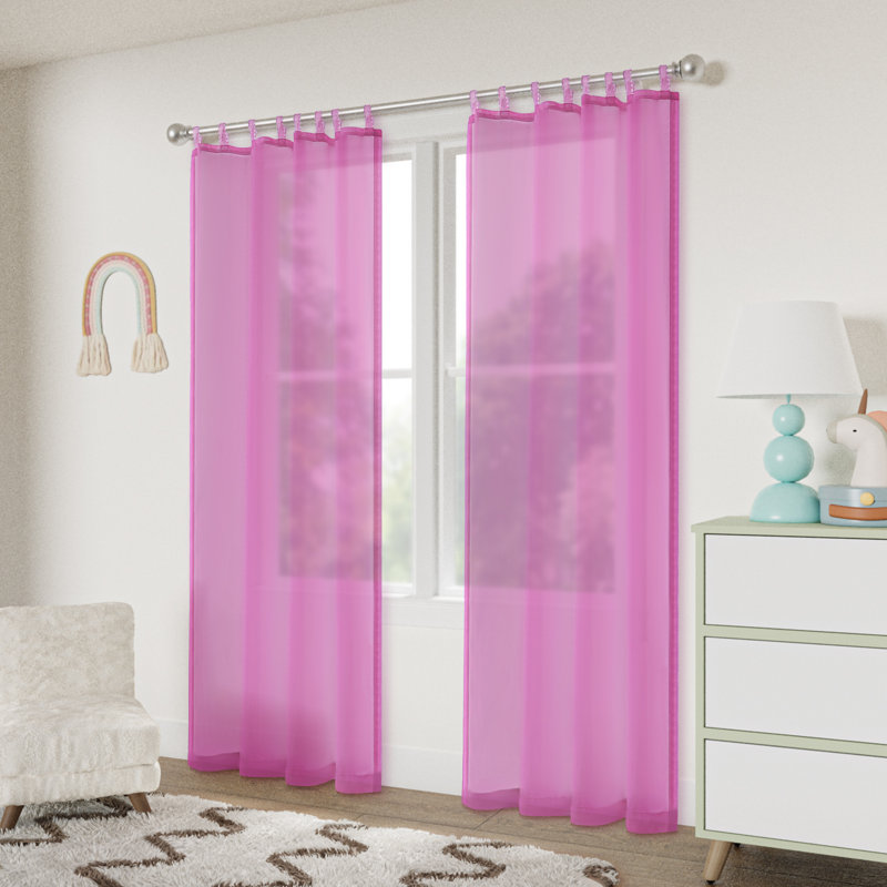 Voile Decorative Tab Top Curtain Pair, 52" W x 96" L, Pink