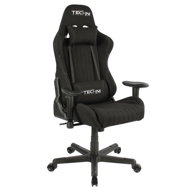 Racer High-Back Black Fabric Ergonomic Gaming Chair with Memory Foam