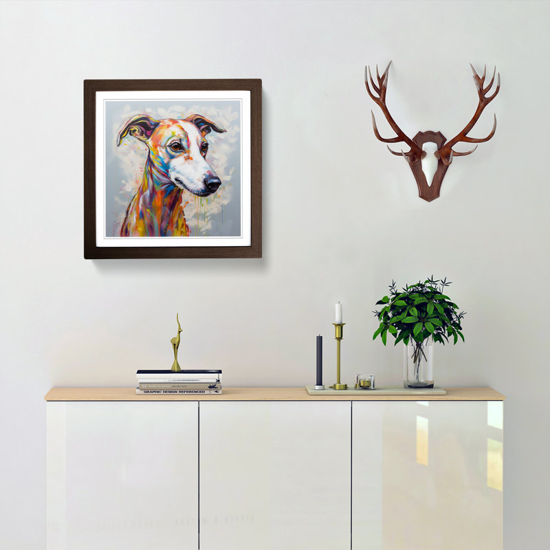 Whippet Conceptual Art - Framed Print, Walnut