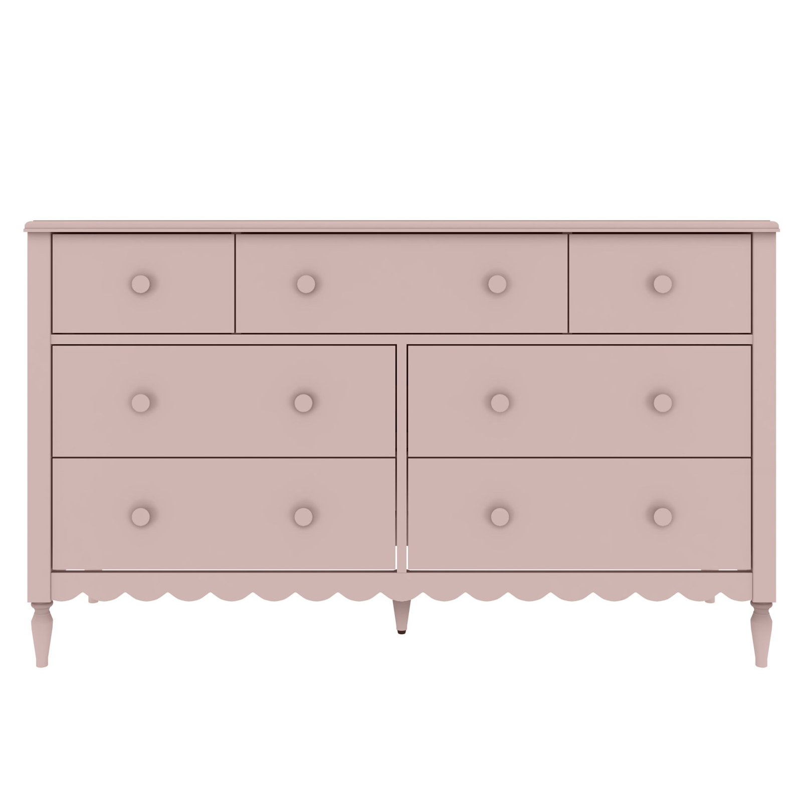 Charlotte 7 Drawer Dresser, Pecan, Blossom Pink