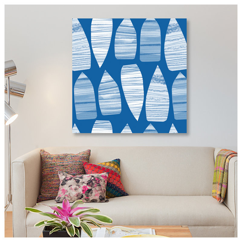 « bateau », impression sur toile, H 18 po x l 18 po x P 1,5 po, Toile avec cadre noir, Pas de tapis