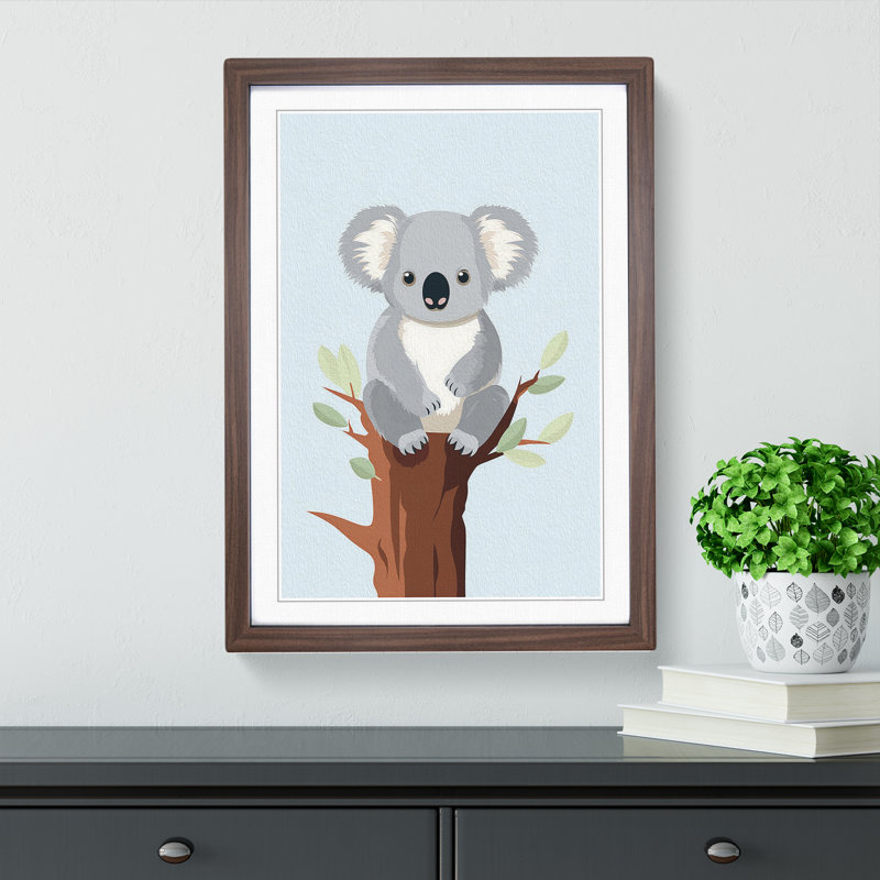 Koala Bear Minimalism No.2 - Framed Print, 46cm H x 34cm W x 2cm D, Walnut 