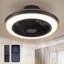 Ventilateur de plafond encastré noir et doré 20 po avec lumière DEL et télécommande
