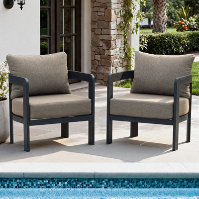 Ensemble de 2 chaises de patio modernes avec coussins de 6 po d'épaisseur