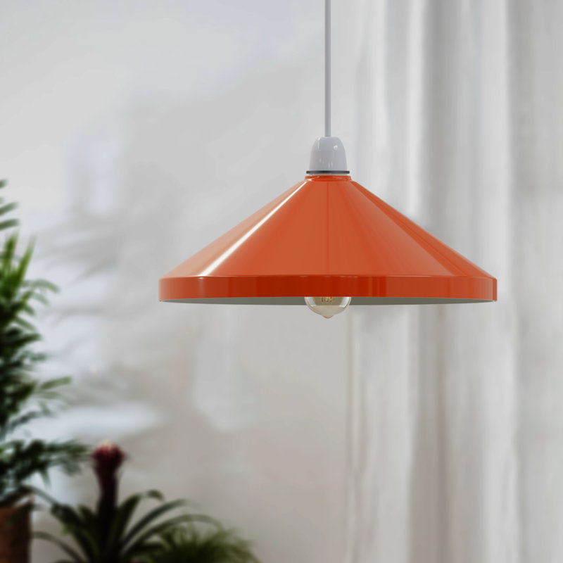 19cm H Metal Cone Lamp Shade ( Screw On ), Orange
